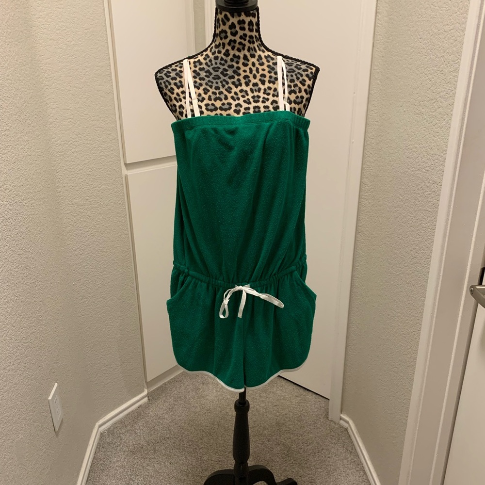 Green Strapless Terry Cloth Dress